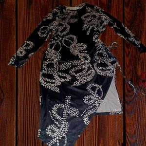 All Over Print slit thigh drawstring side bodycon